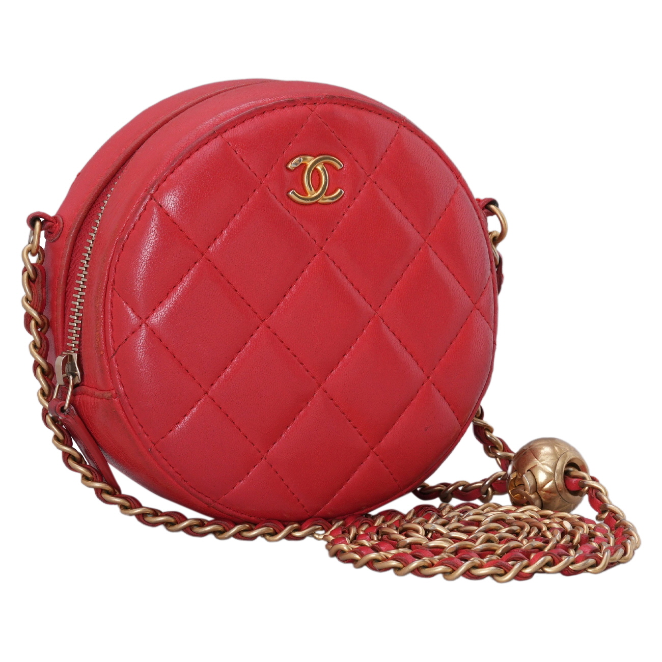 CHANEL(USED)샤넬 램스킨 골든볼 라운드백