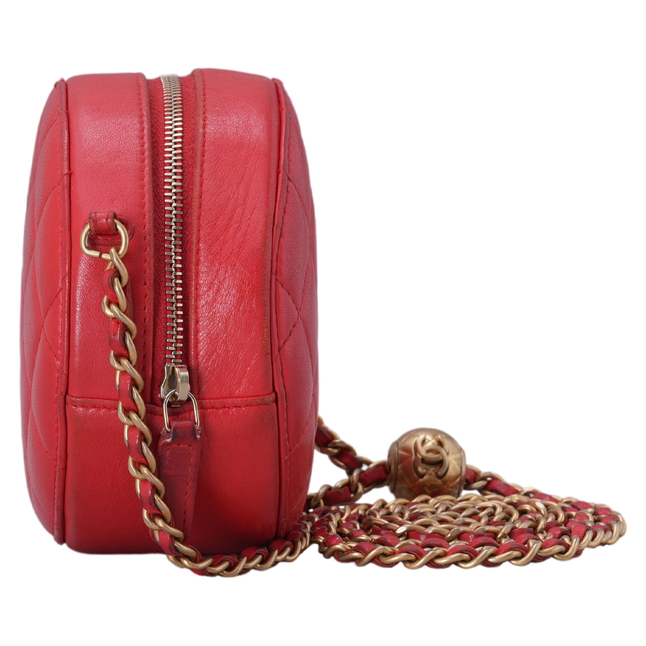 CHANEL(USED)샤넬 램스킨 골든볼 라운드백