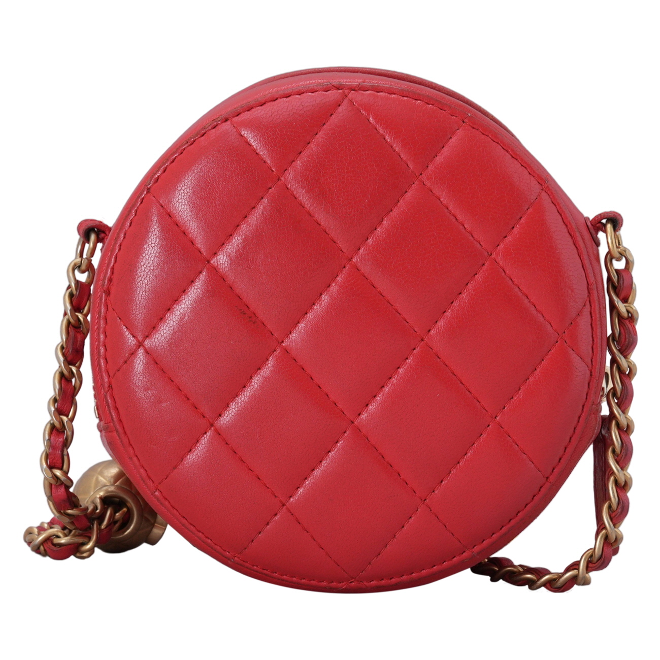 CHANEL(USED)샤넬 램스킨 골든볼 라운드백
