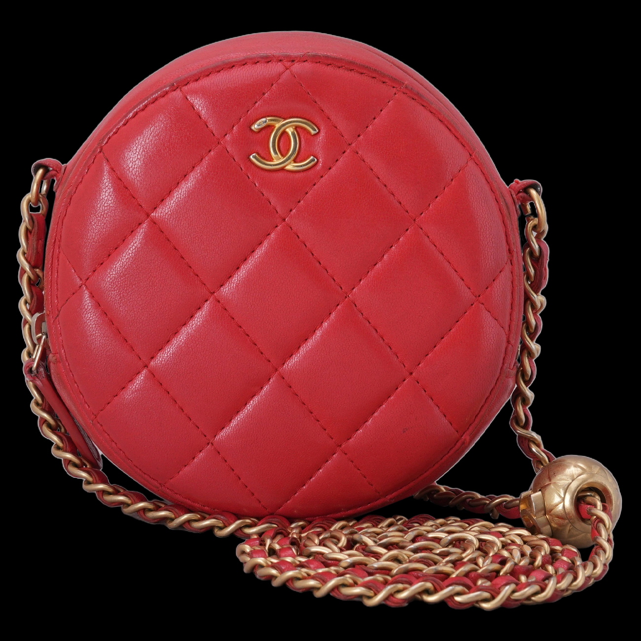 CHANEL(USED)샤넬 램스킨 골든볼 라운드백