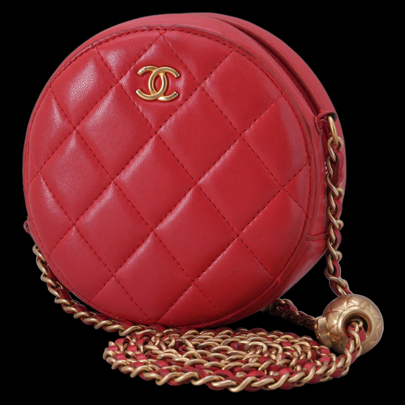 CHANEL(USED)샤넬 램스킨 골든볼 라운드백