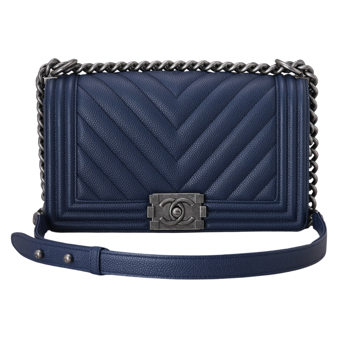 CHANEL(USED)샤넬 캐비어 쉐브론 보이샤넬 미듐 플랩백