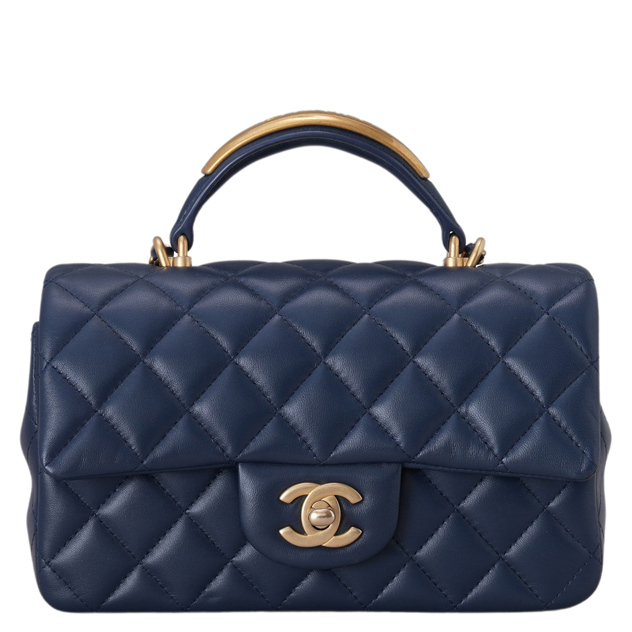 CHANEL(USED)샤넬 램스킨 시즌 클래식 뉴미니 탑핸들