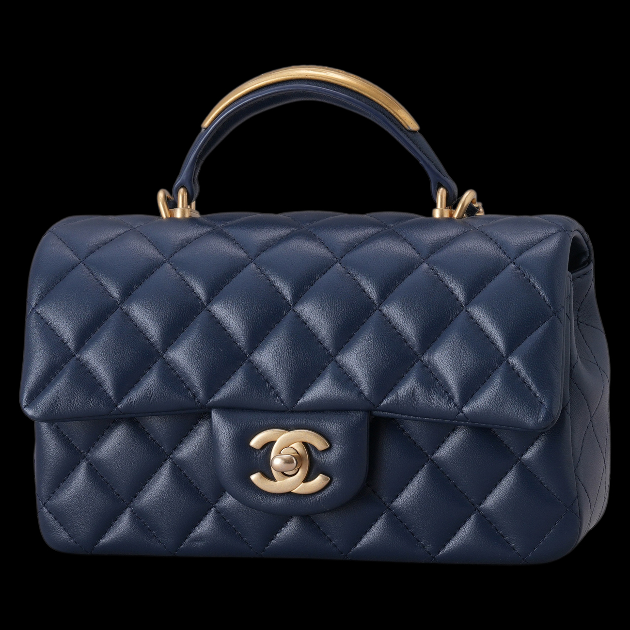 CHANEL(USED)샤넬 램스킨 시즌 클래식 뉴미니 탑핸들