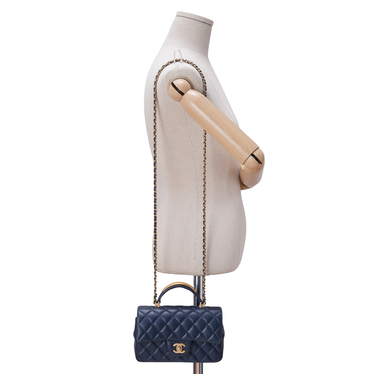 CHANEL(USED)샤넬 램스킨 시즌 클래식 뉴미니 탑핸들