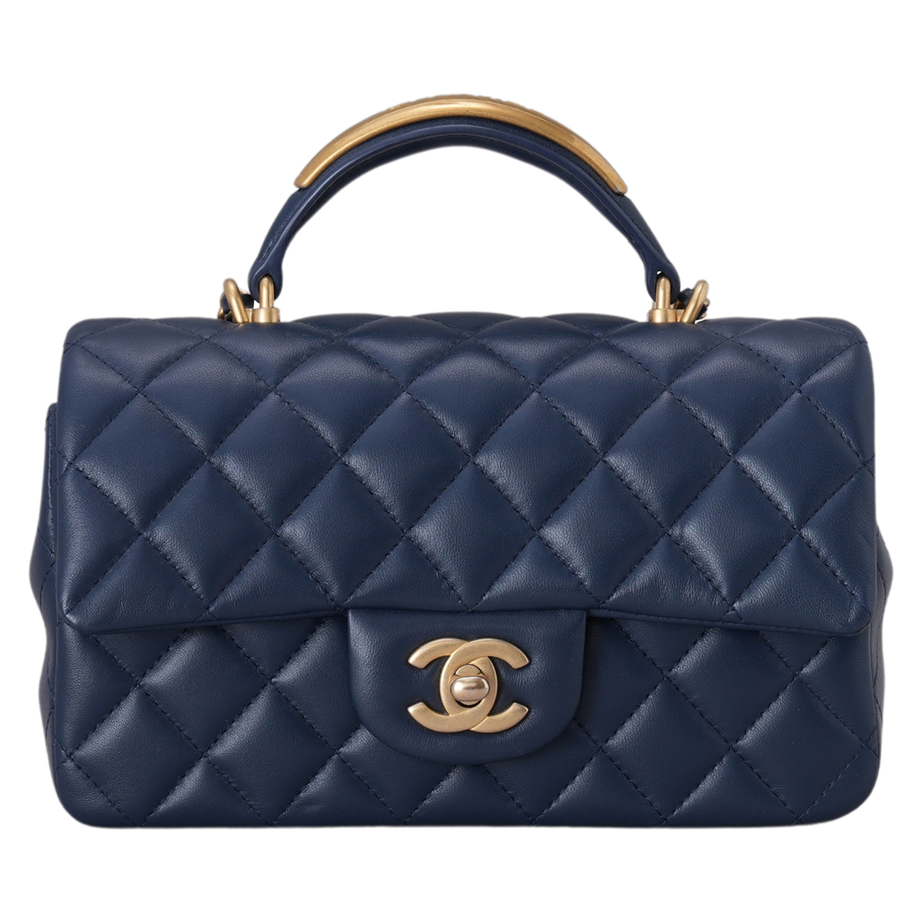 CHANEL(USED)샤넬 램스킨 시즌 클래식 뉴미니 탑핸들