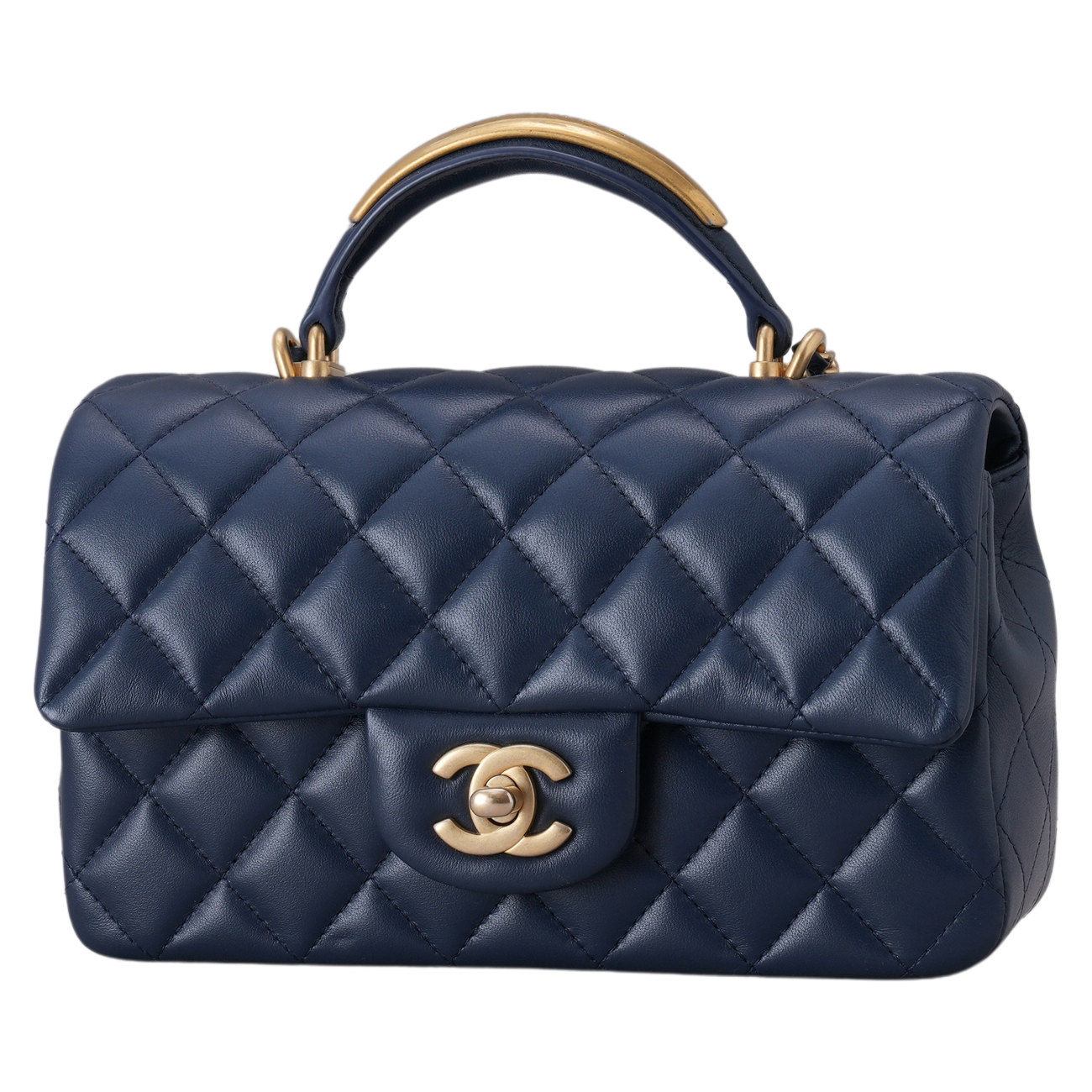 CHANEL(USED)샤넬 램스킨 시즌 클래식 뉴미니 탑핸들
