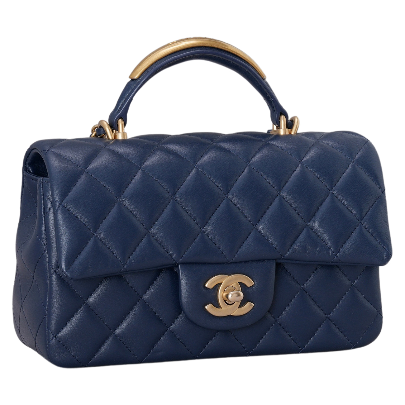 CHANEL(USED)샤넬 램스킨 시즌 클래식 뉴미니 탑핸들