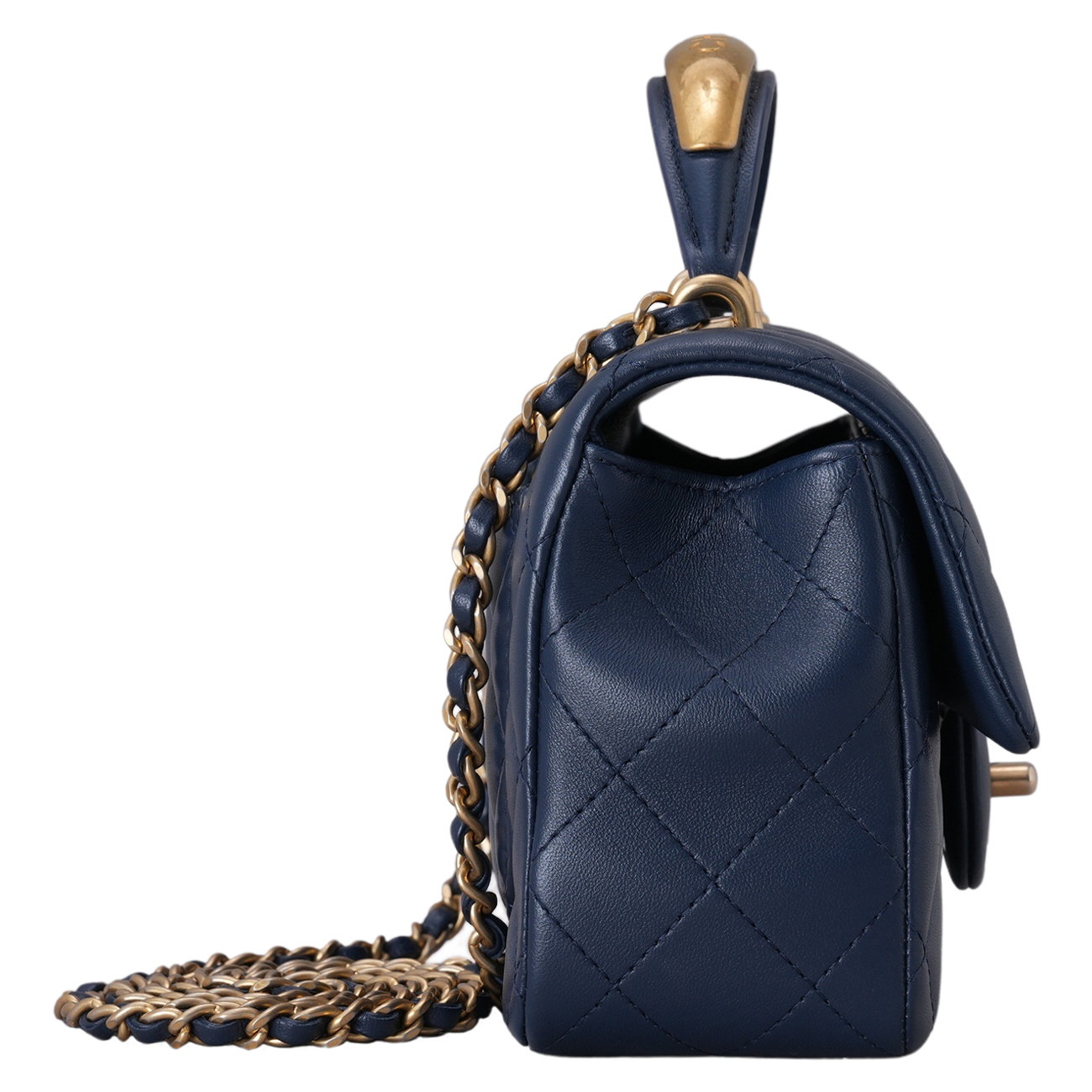 CHANEL(USED)샤넬 램스킨 시즌 클래식 뉴미니 탑핸들