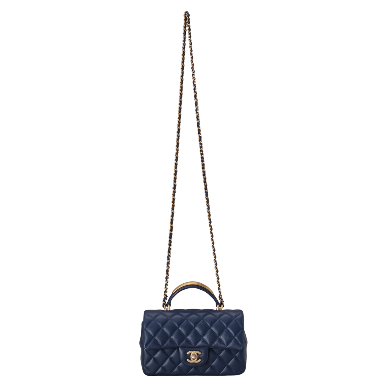 CHANEL(USED)샤넬 램스킨 시즌 클래식 뉴미니 탑핸들