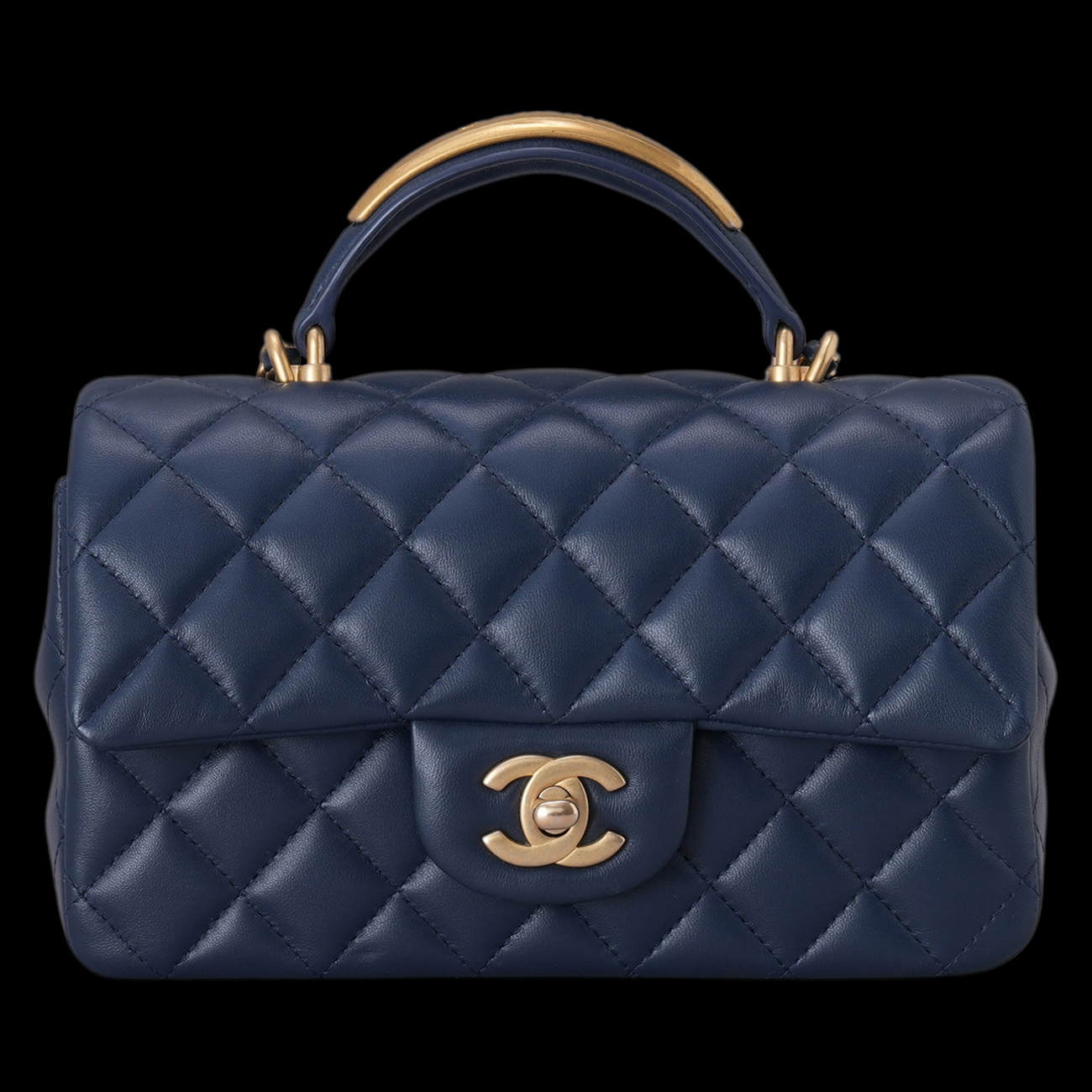 CHANEL(USED)샤넬 램스킨 시즌 클래식 뉴미니 탑핸들