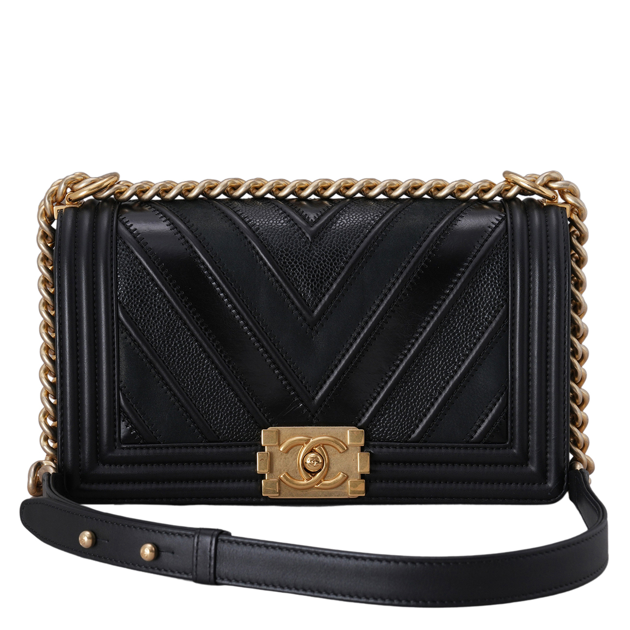 CHANEL(USED)샤넬 시즌 보이샤넬 쉐브론 미듐 플랩백