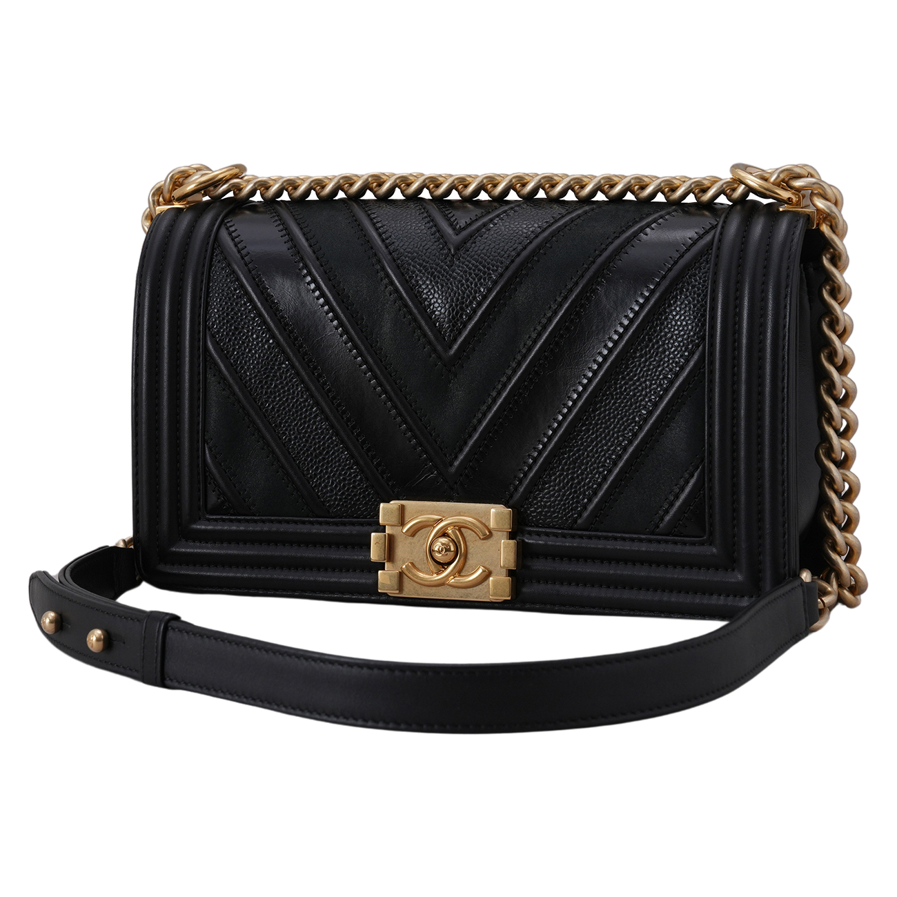 CHANEL(USED)샤넬 시즌 보이샤넬 쉐브론 미듐 플랩백