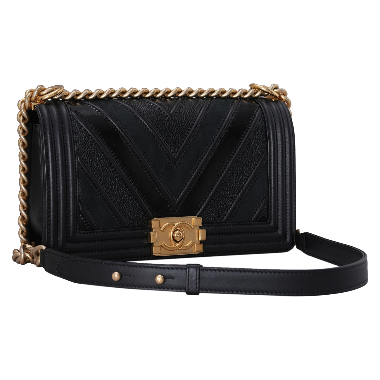 CHANEL(USED)샤넬 시즌 보이샤넬 쉐브론 미듐 플랩백