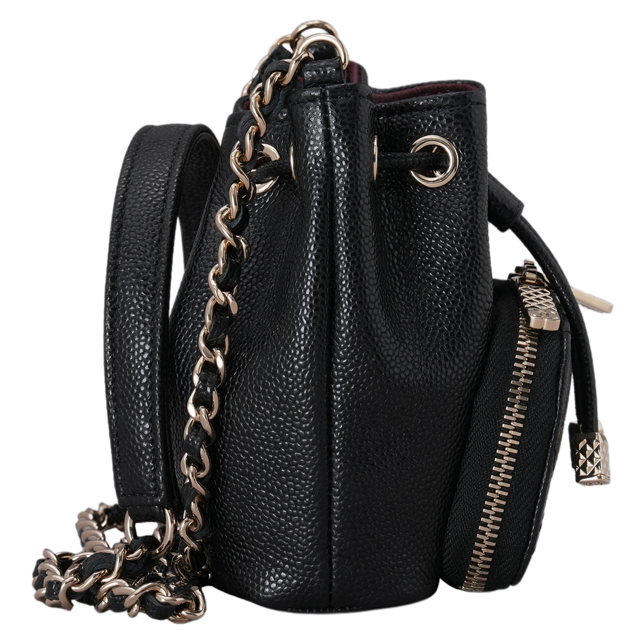 CHANEL(USED)샤넬 캐비어 드로스트링 미니 버킷 크로스백
