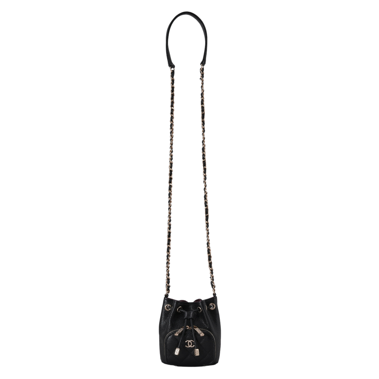 CHANEL(USED)샤넬 캐비어 드로스트링 미니 버킷 크로스백