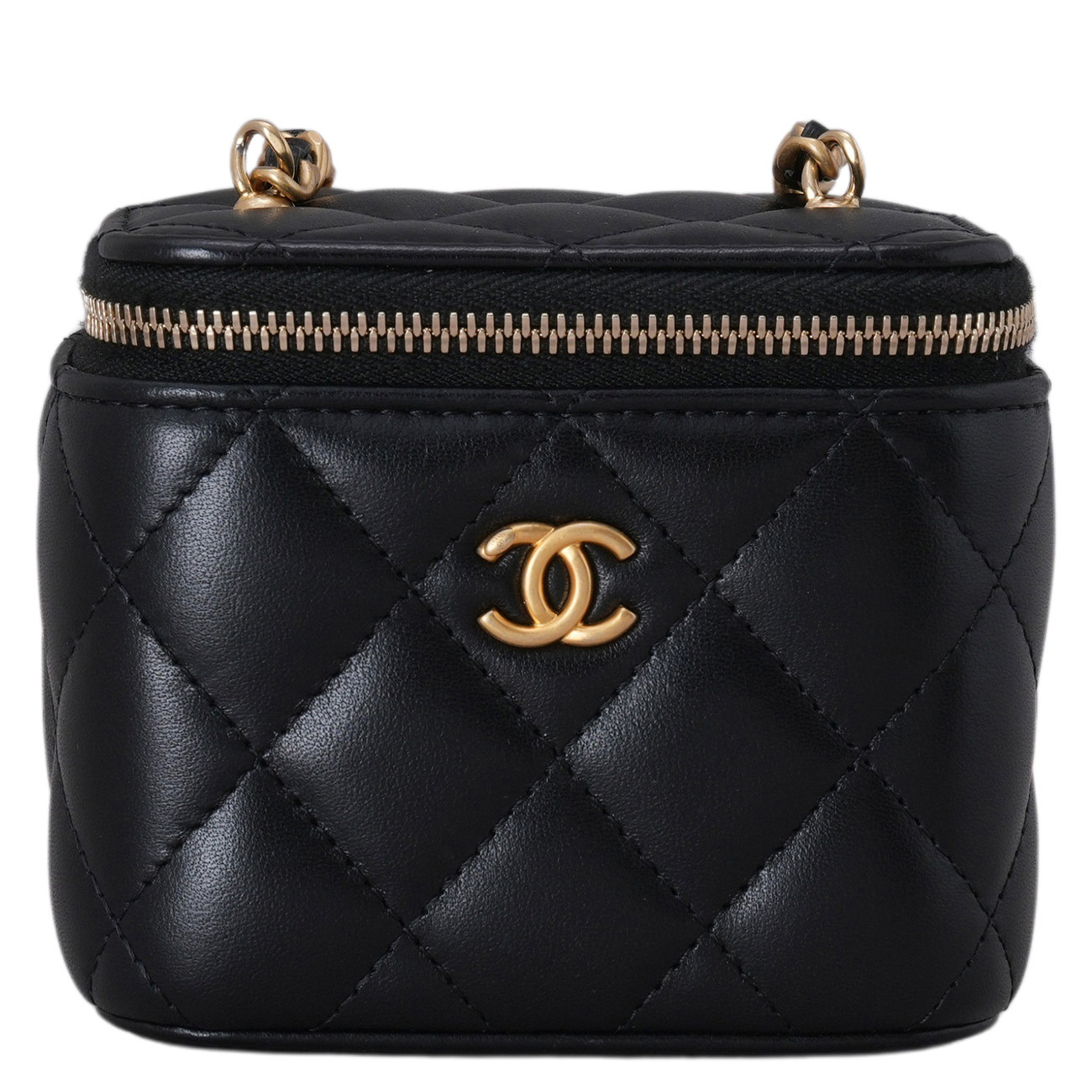 CHANEL(USED)샤넬 AP1447 램스킨 시즌 정사각 베니티 골든볼 체인 크로스백