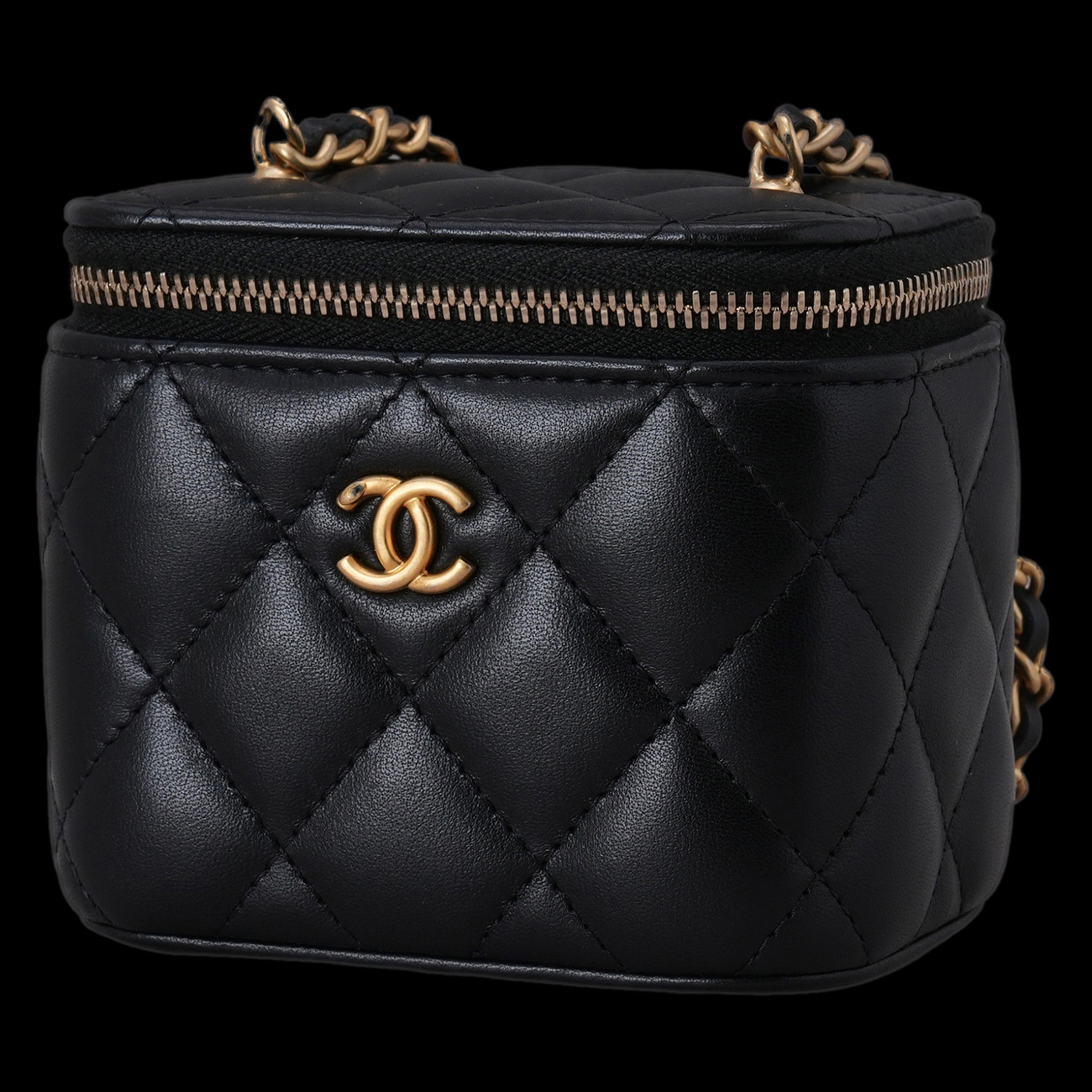 CHANEL(USED)샤넬 AP1447 램스킨 시즌 정사각 베니티 골든볼 체인 크로스백