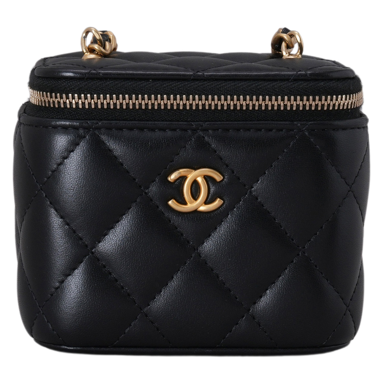 CHANEL(USED)샤넬 AP1447 램스킨 시즌 정사각 베니티 골든볼 체인 크로스백