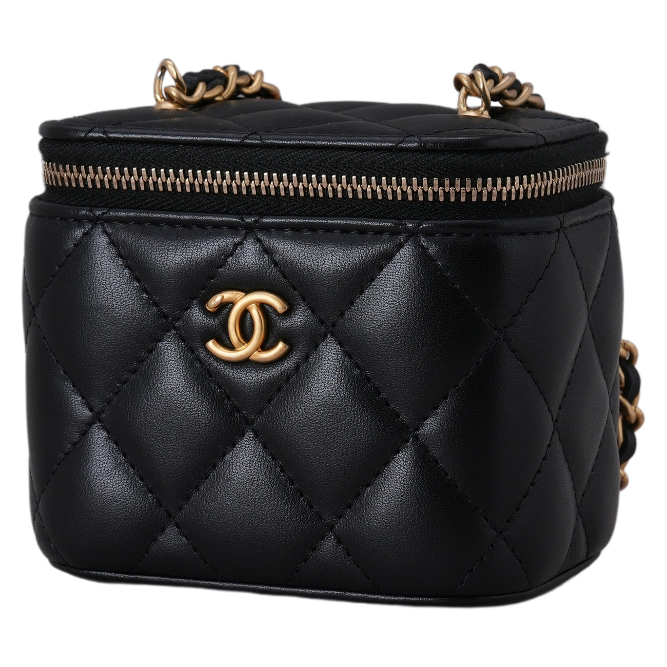 CHANEL(USED)샤넬 AP1447 램스킨 시즌 정사각 베니티 골든볼 체인 크로스백