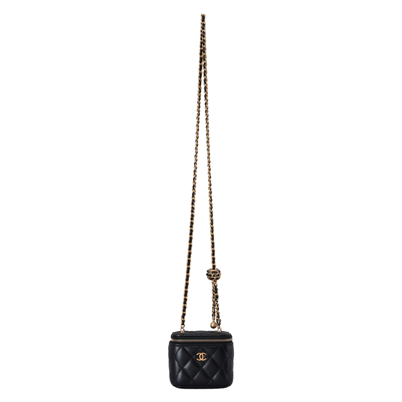 CHANEL(USED)샤넬 AP1447 램스킨 시즌 정사각 베니티 골든볼 체인 크로스백