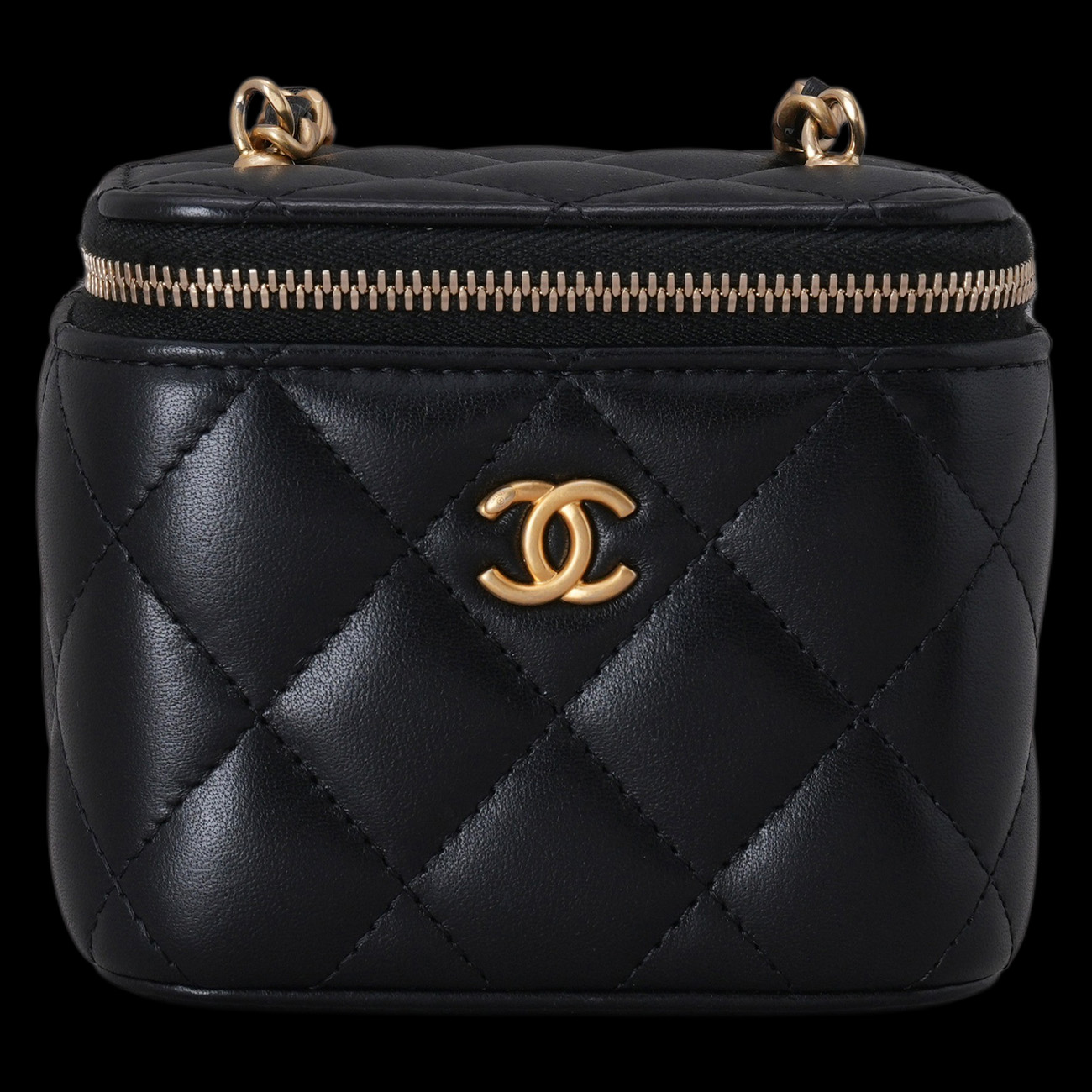 CHANEL(USED)샤넬 AP1447 램스킨 시즌 정사각 베니티 골든볼 체인 크로스백