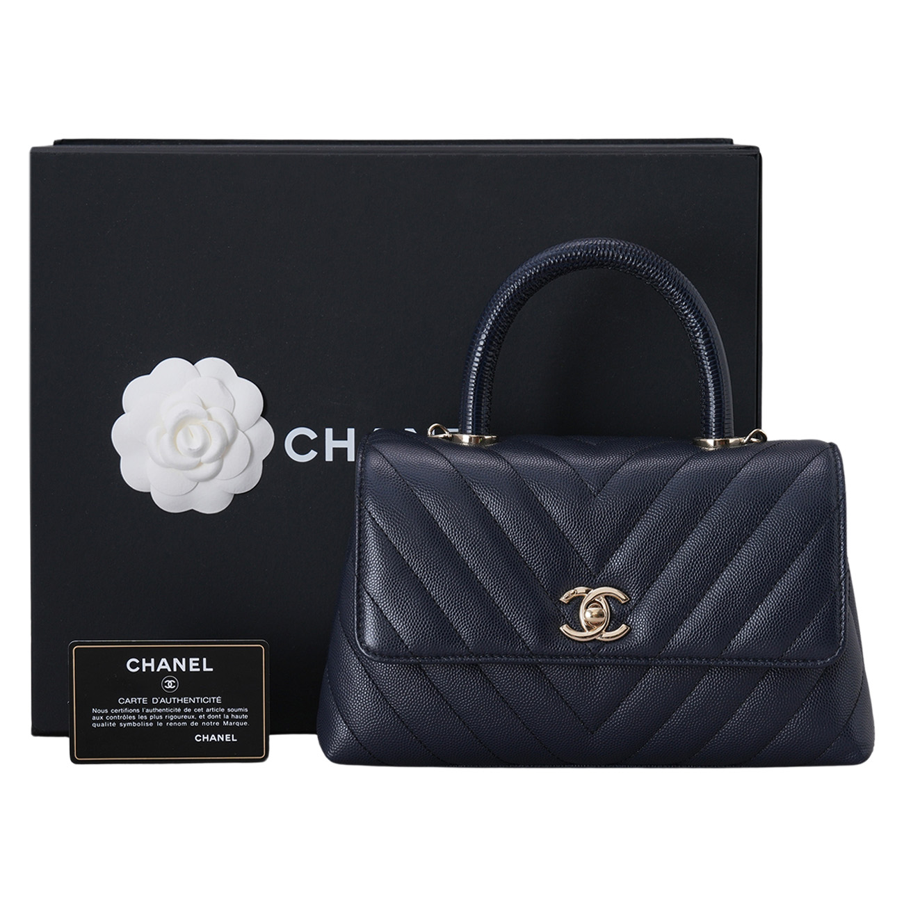 CHANEL(USED)샤넬 A92990 캐비어 쉐브론 코코핸들 스몰