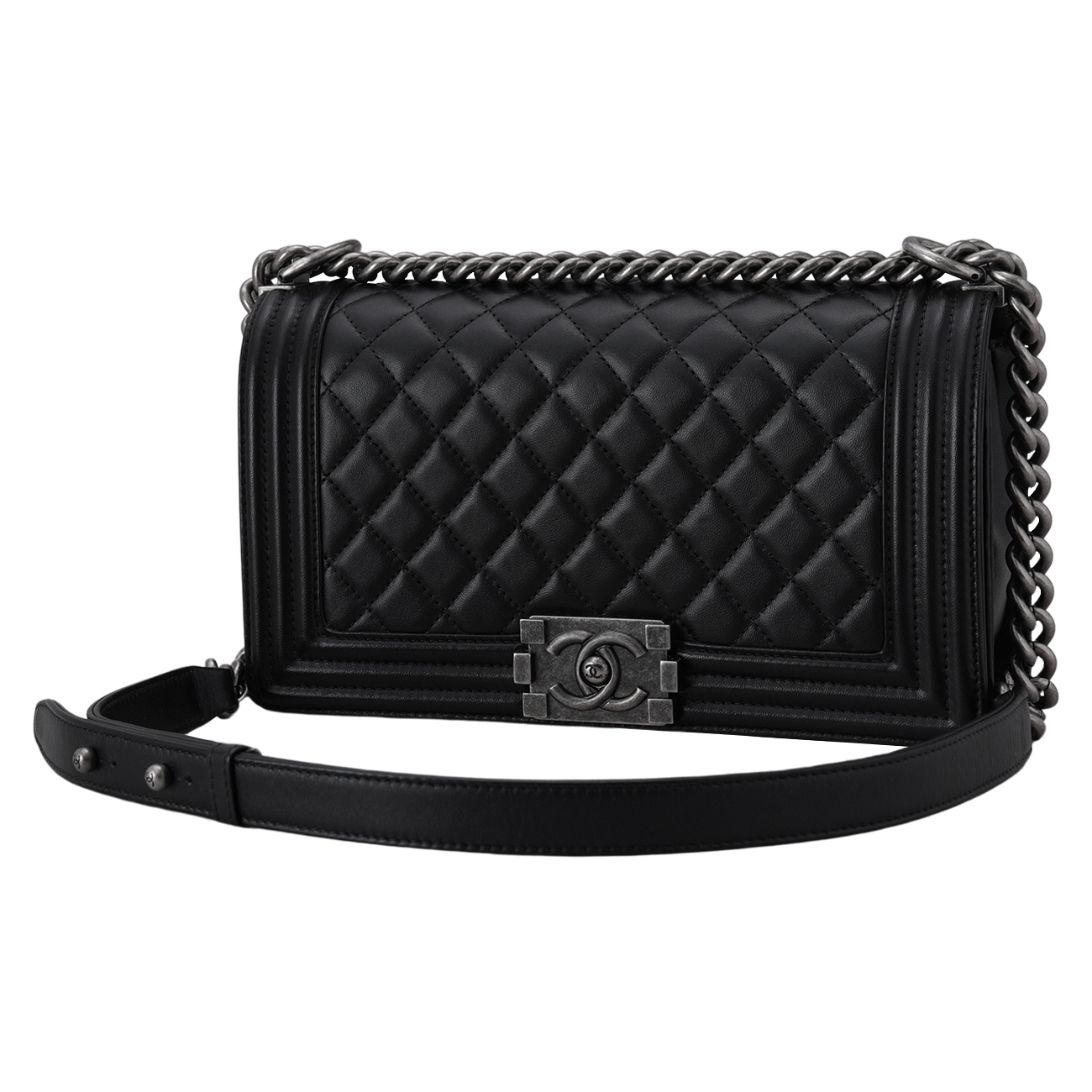 CHANEL(USED)샤넬 A67086 램스킨 보이샤넬 미듐 플랩백
