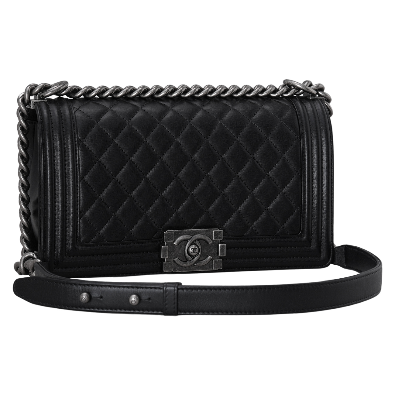 CHANEL(USED)샤넬 A67086 램스킨 보이샤넬 미듐 플랩백