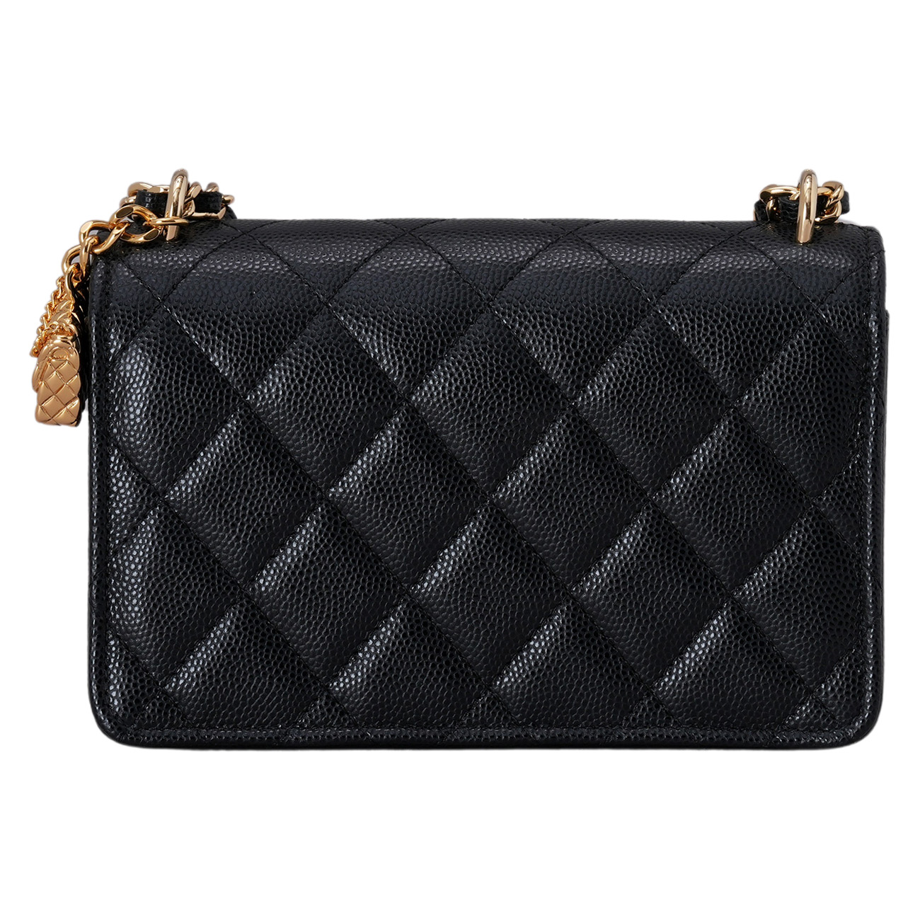 CHANEL(USED)샤넬 AP3316 시즌 캐비어 클래식 백참 WOC 블랙 금장