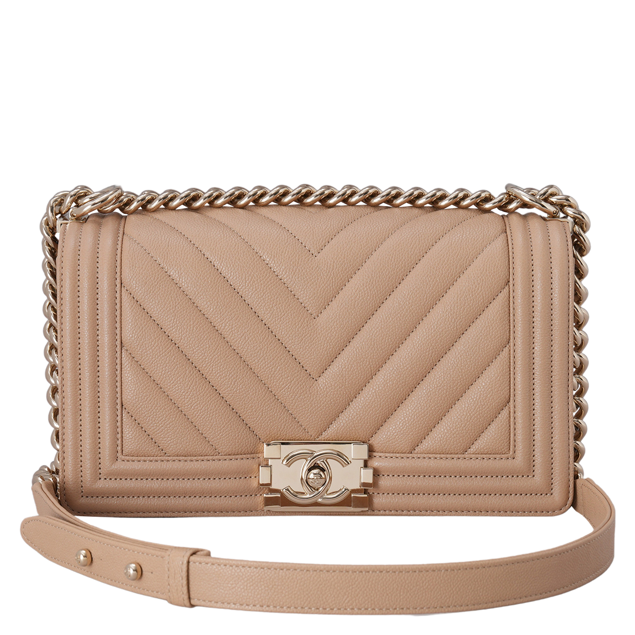 CHANEL(USED)샤넬 캐비어 쉐브론 보이샤넬 미듐 플랩백