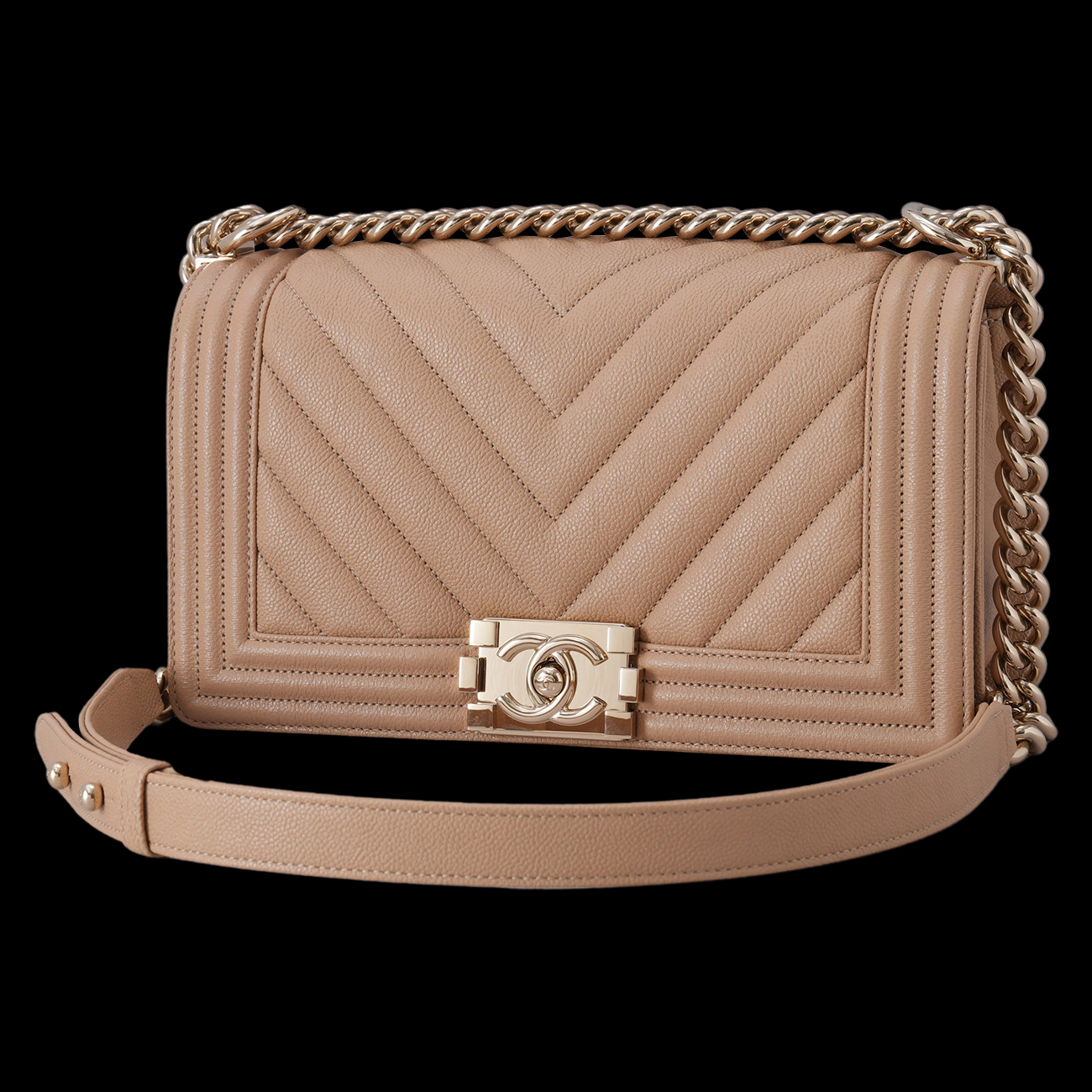CHANEL(USED)샤넬 캐비어 쉐브론 보이샤넬 미듐 플랩백
