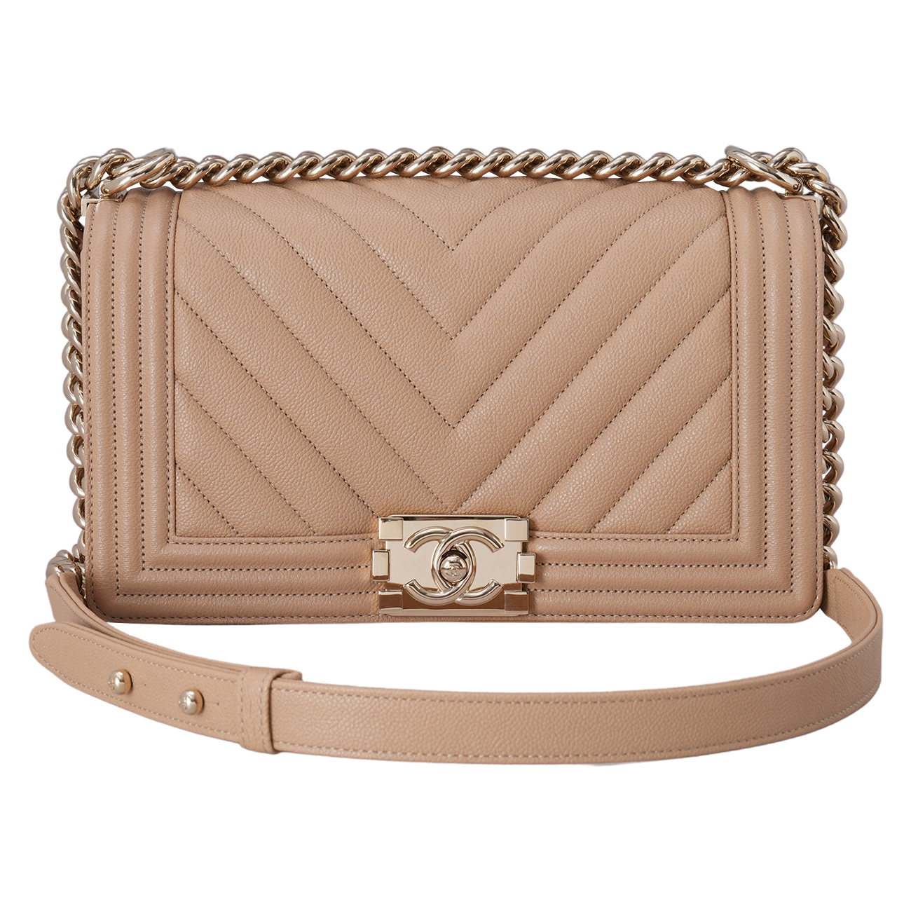 CHANEL(USED)샤넬 캐비어 쉐브론 보이샤넬 미듐 플랩백