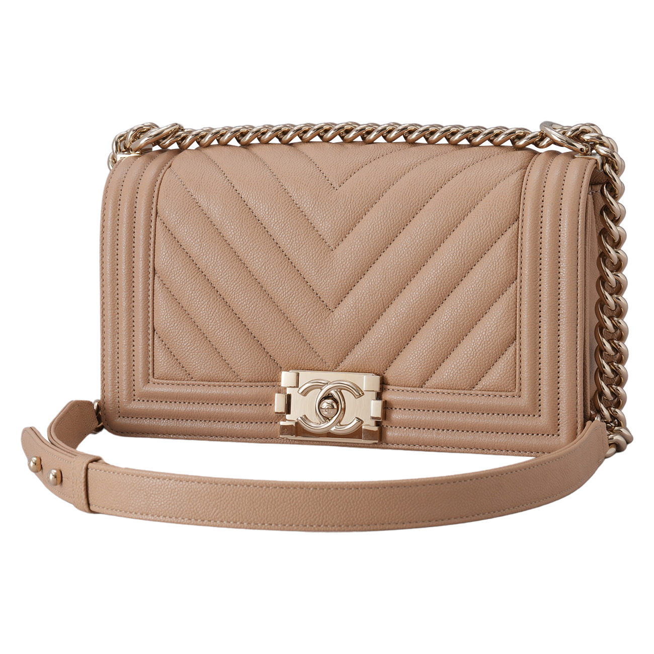 CHANEL(USED)샤넬 캐비어 쉐브론 보이샤넬 미듐 플랩백