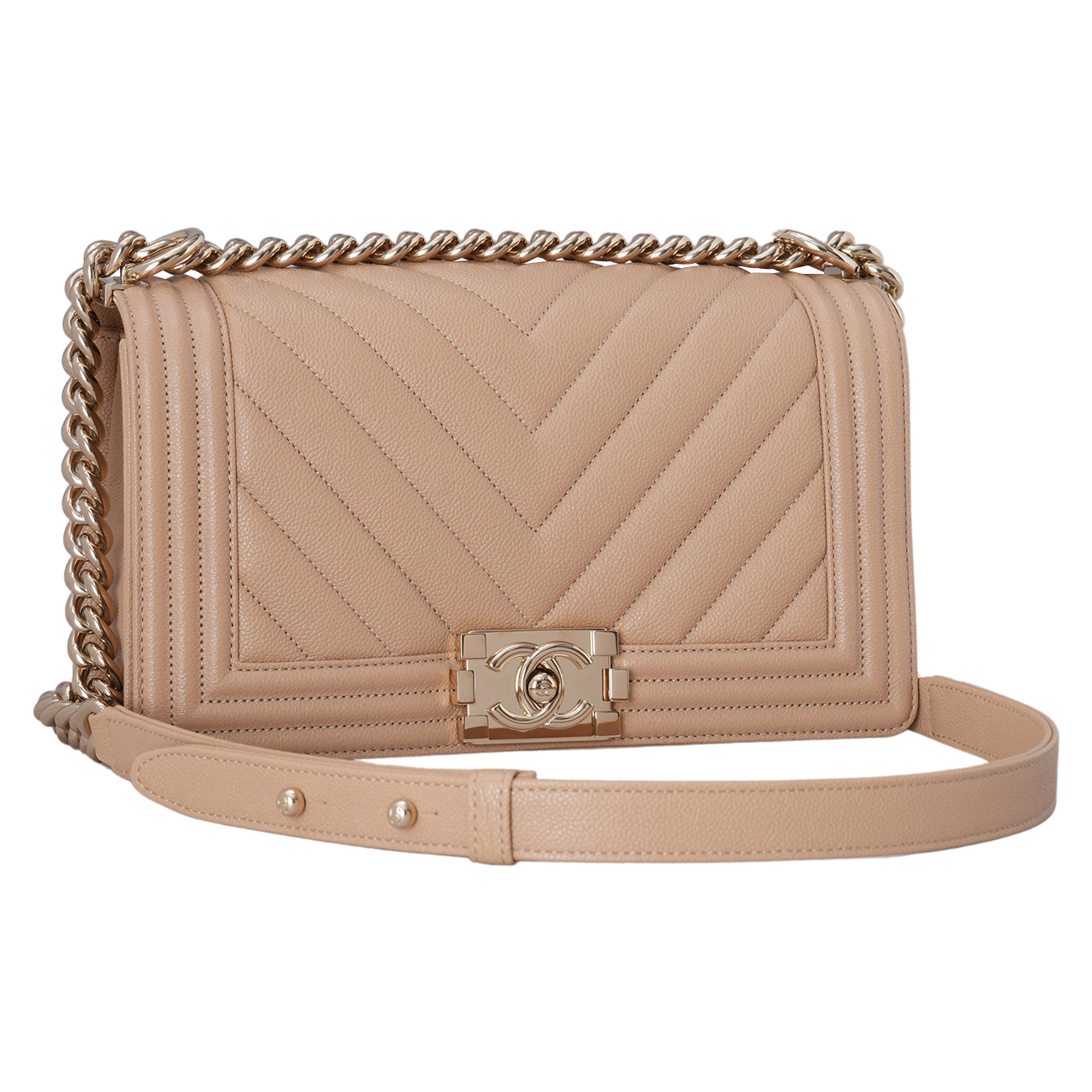 CHANEL(USED)샤넬 캐비어 쉐브론 보이샤넬 미듐 플랩백