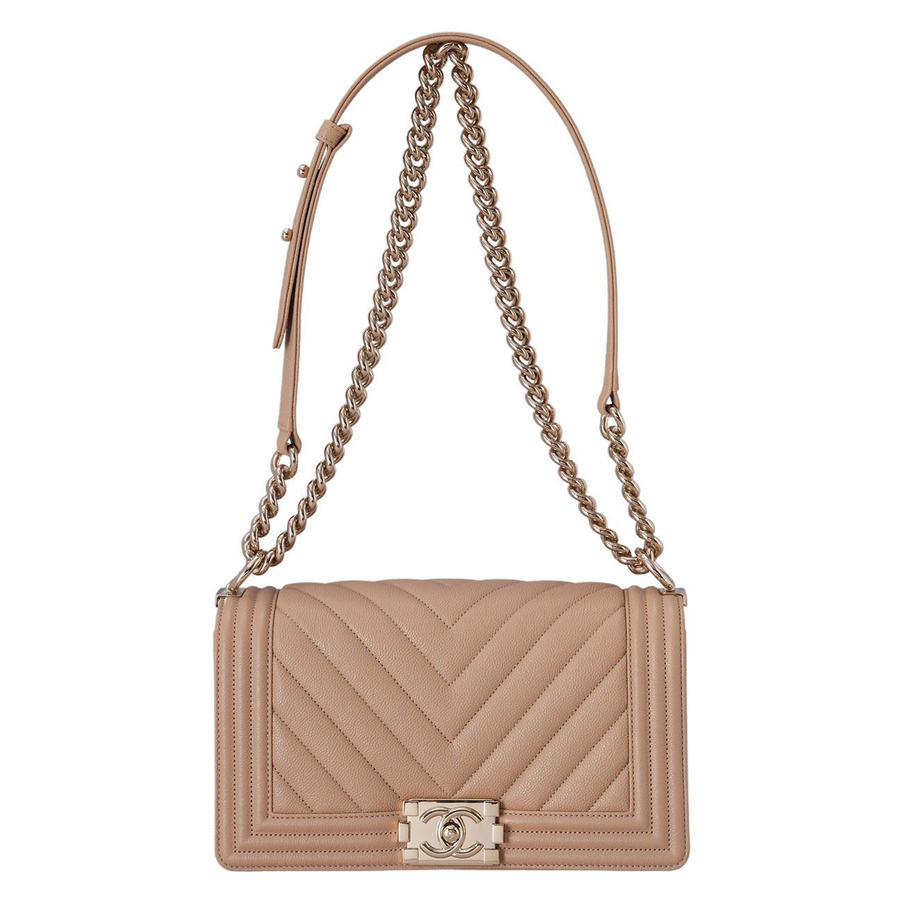CHANEL(USED)샤넬 캐비어 쉐브론 보이샤넬 미듐 플랩백