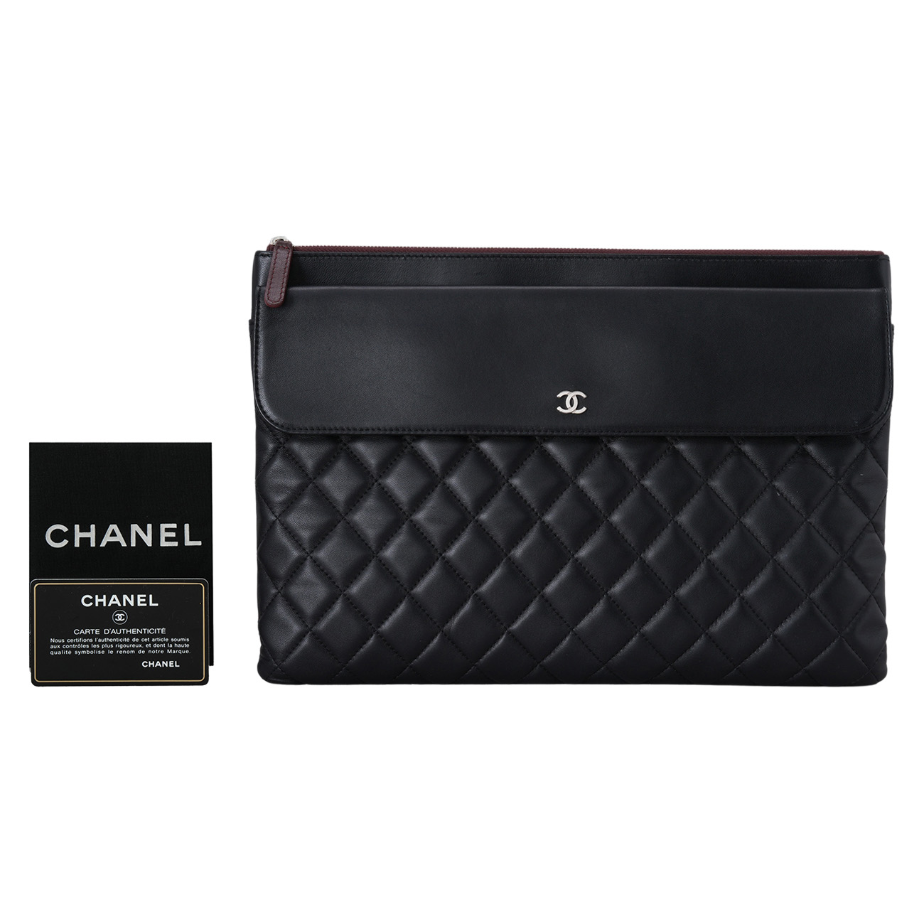 CHANEL(USED)샤넬 램스킨 포켓 플랩 클러치백