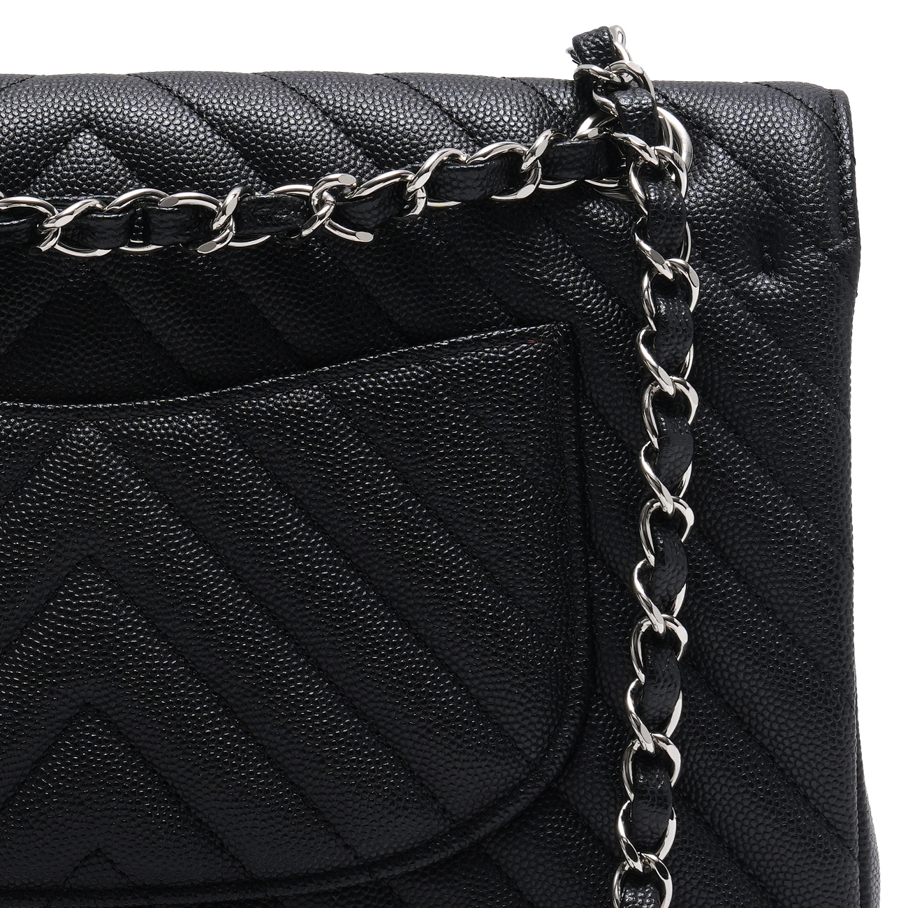 CHANEL(USED)샤넬 캐비어 쉐브론 클래식 미듐 플랩백