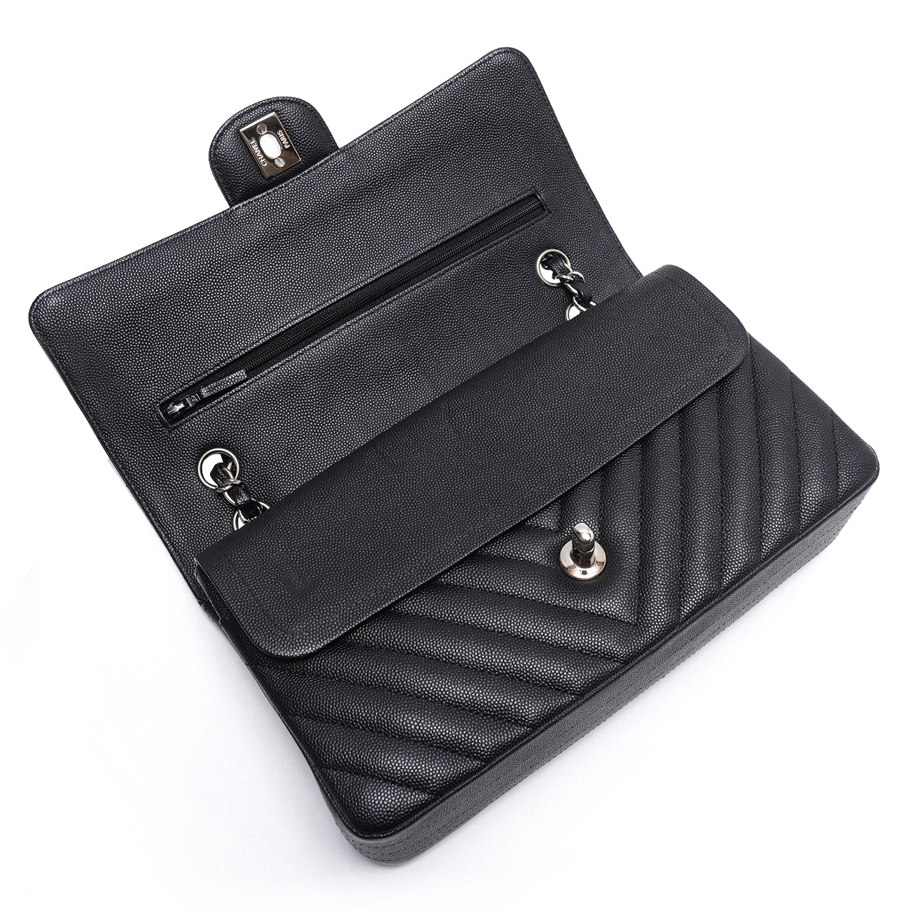 CHANEL(USED)샤넬 캐비어 쉐브론 클래식 미듐 플랩백