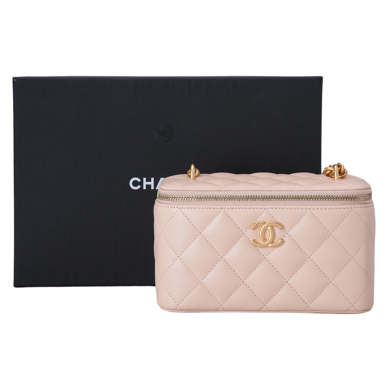 CHANEL(USED)샤넬 카멜리아 골든볼 직사각 베니티 체인백