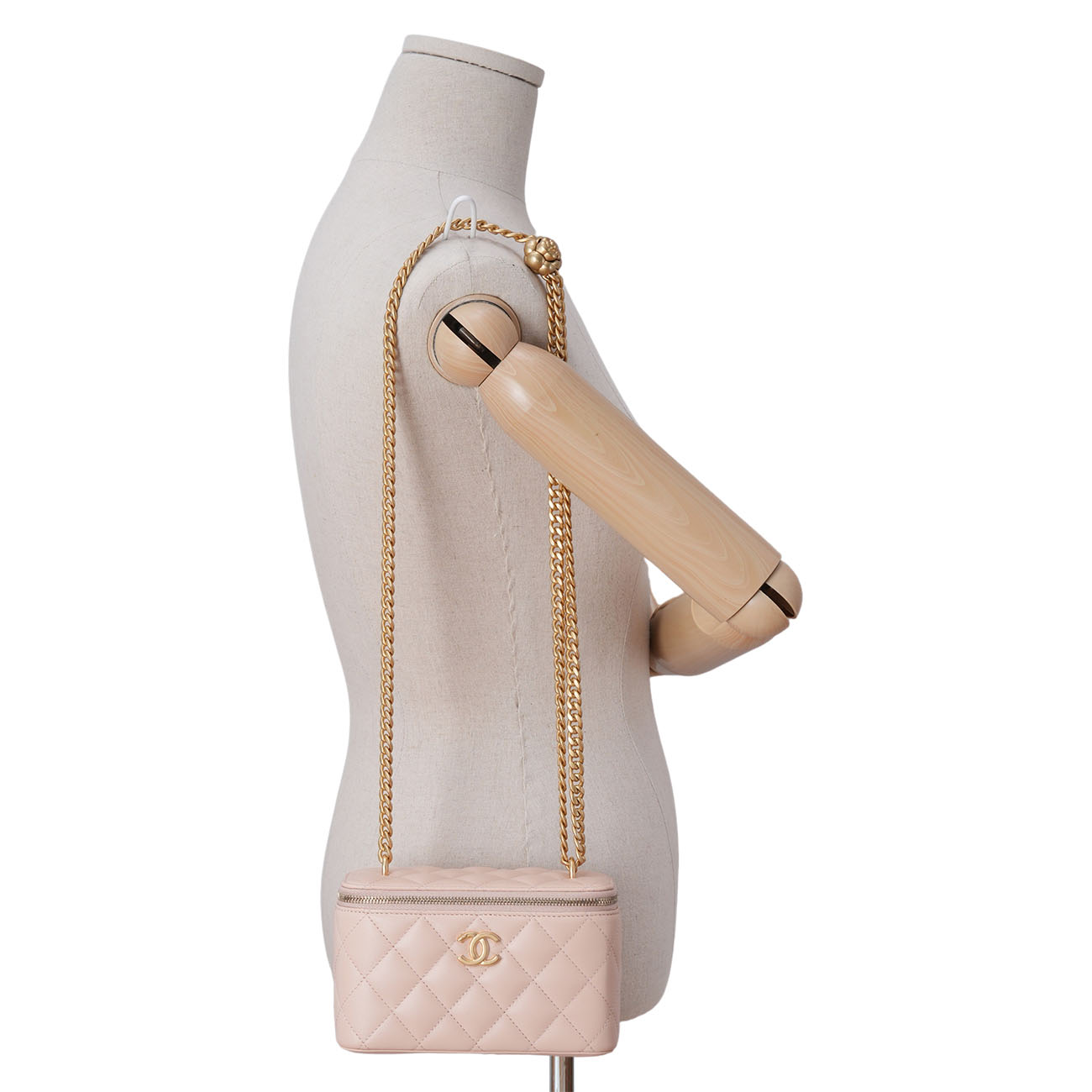 CHANEL(USED)샤넬 카멜리아 골든볼 직사각 베니티 체인백