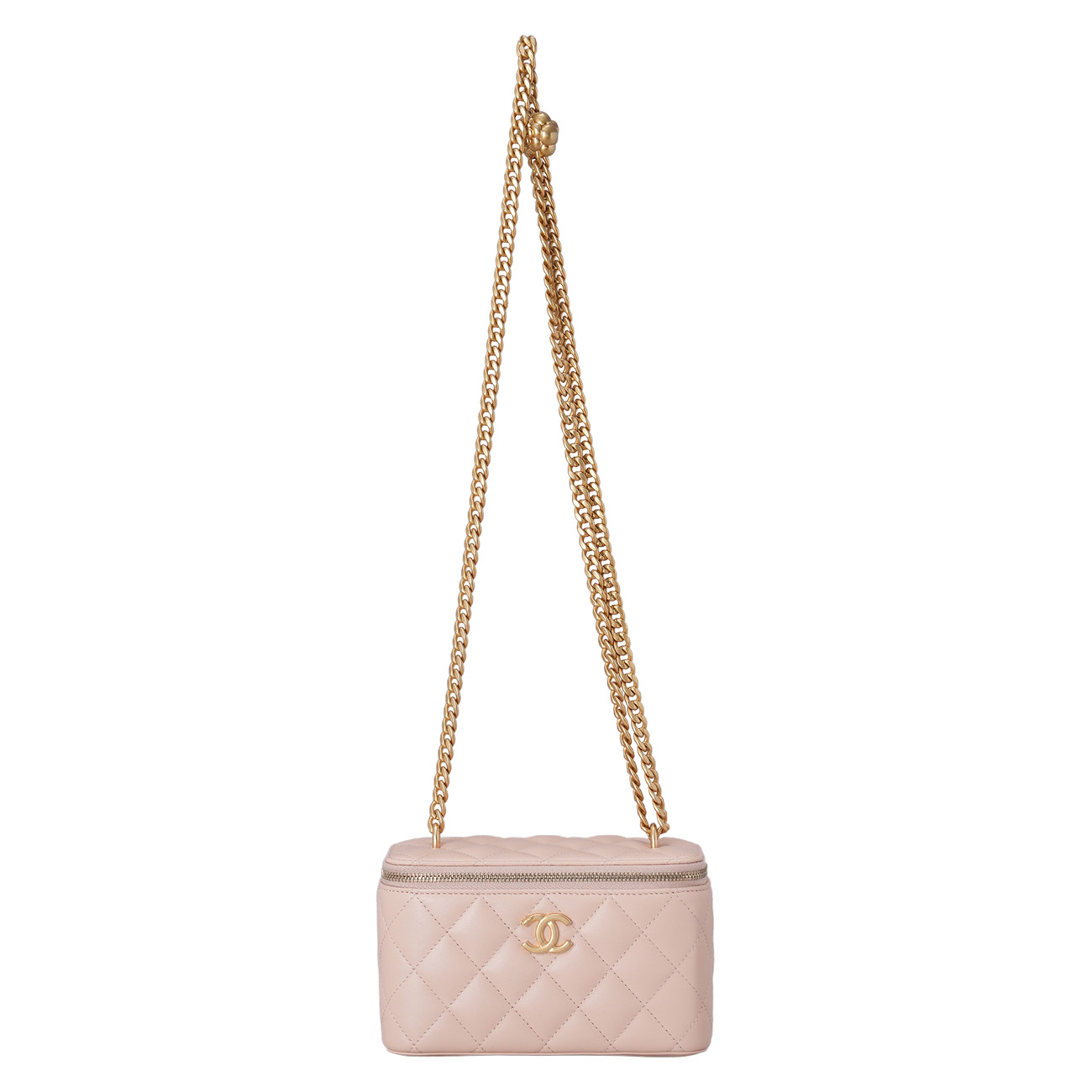 CHANEL(USED)샤넬 카멜리아 골든볼 직사각 베니티 체인백