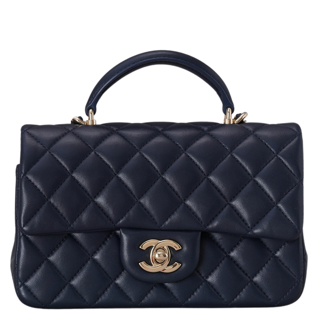 CHANEL(USED)샤넬 램스킨 클래식 뉴미니 탑핸들