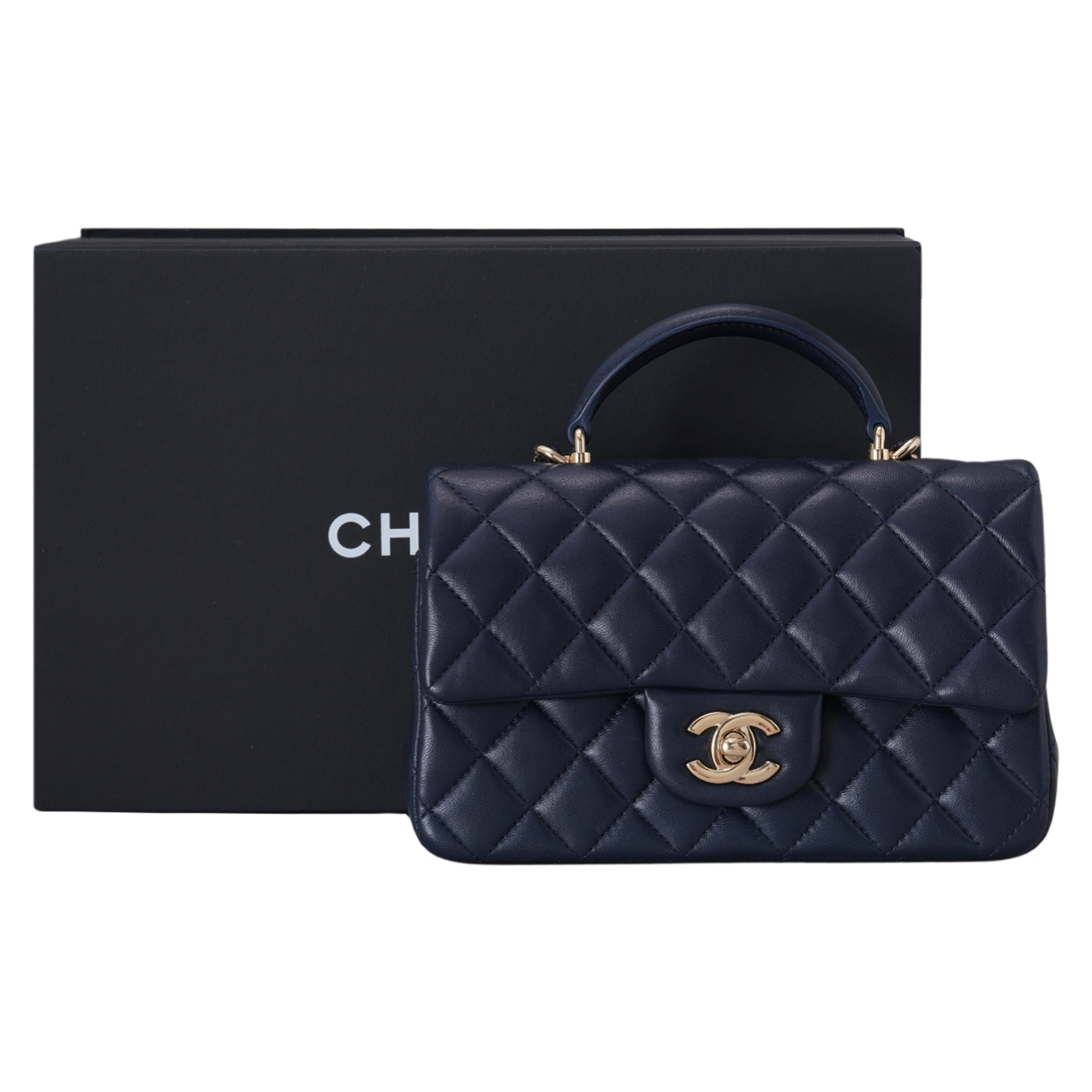 CHANEL(USED)샤넬 램스킨 클래식 뉴미니 탑핸들
