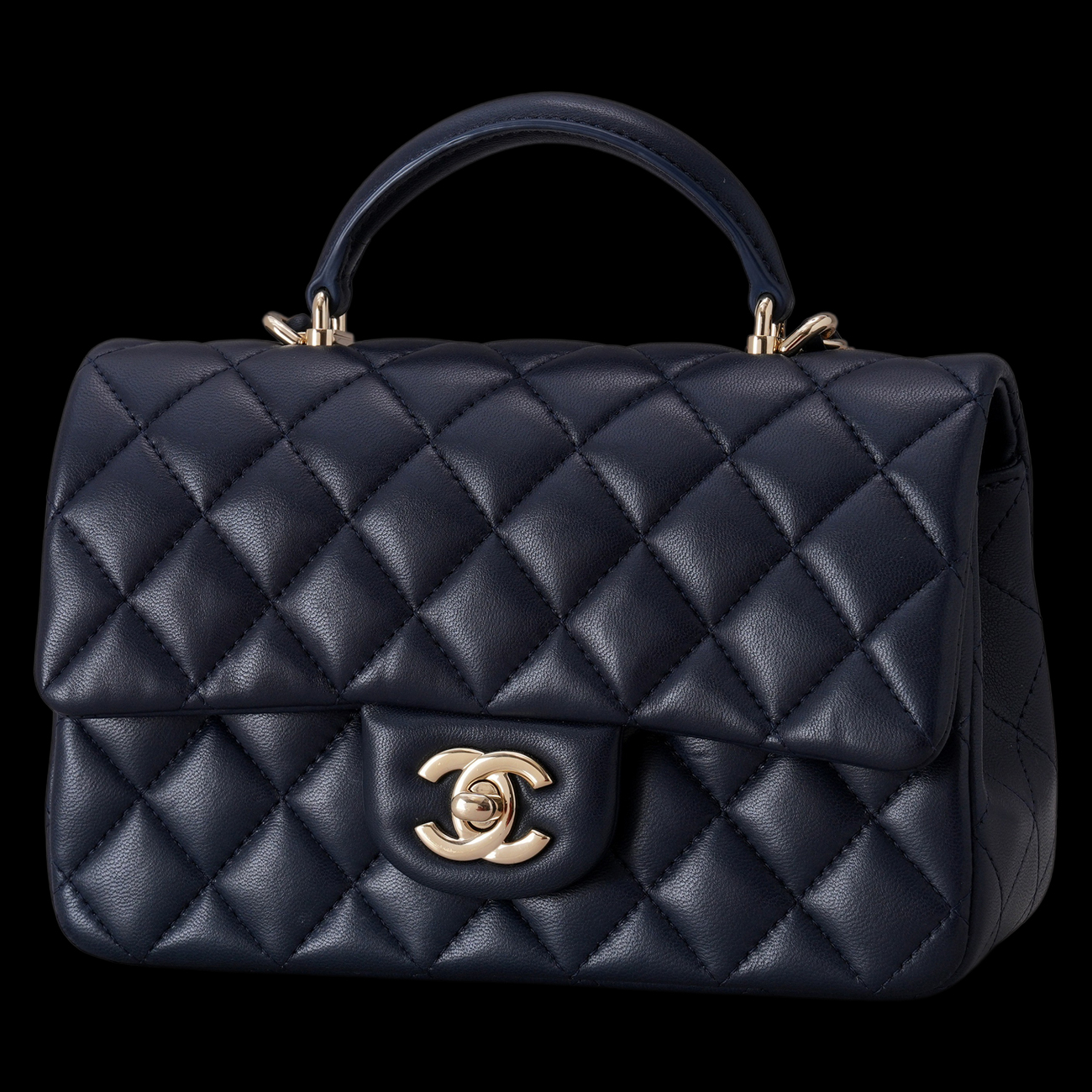 CHANEL(USED)샤넬 램스킨 클래식 뉴미니 탑핸들