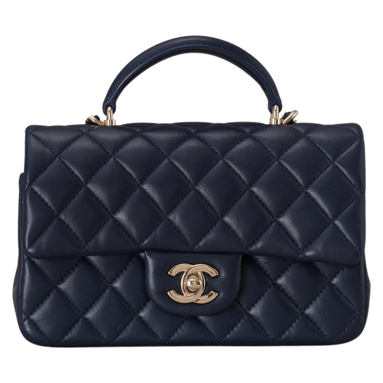 CHANEL(USED)샤넬 램스킨 클래식 뉴미니 탑핸들