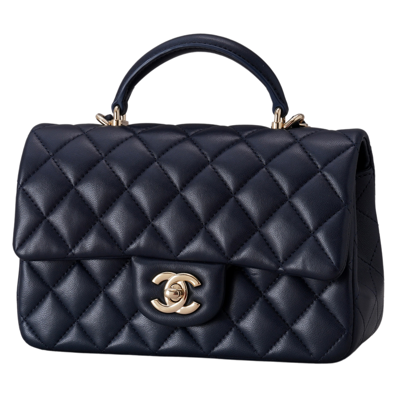 CHANEL(USED)샤넬 램스킨 클래식 뉴미니 탑핸들