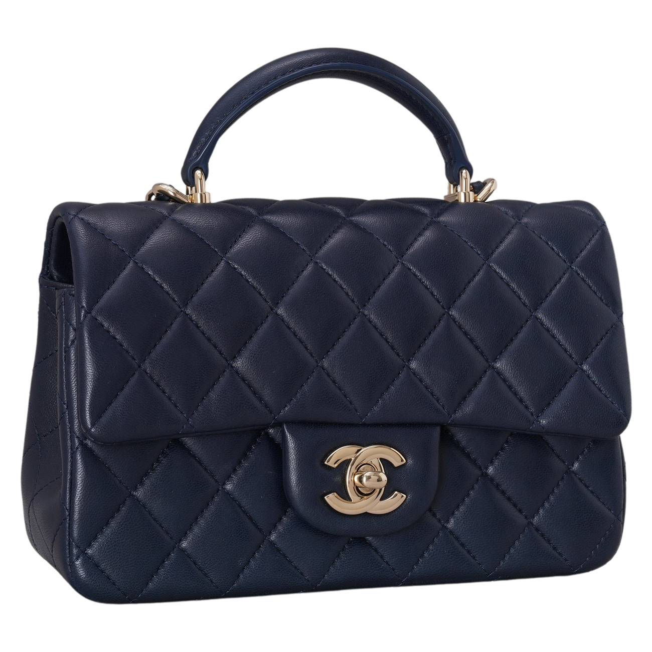 CHANEL(USED)샤넬 램스킨 클래식 뉴미니 탑핸들