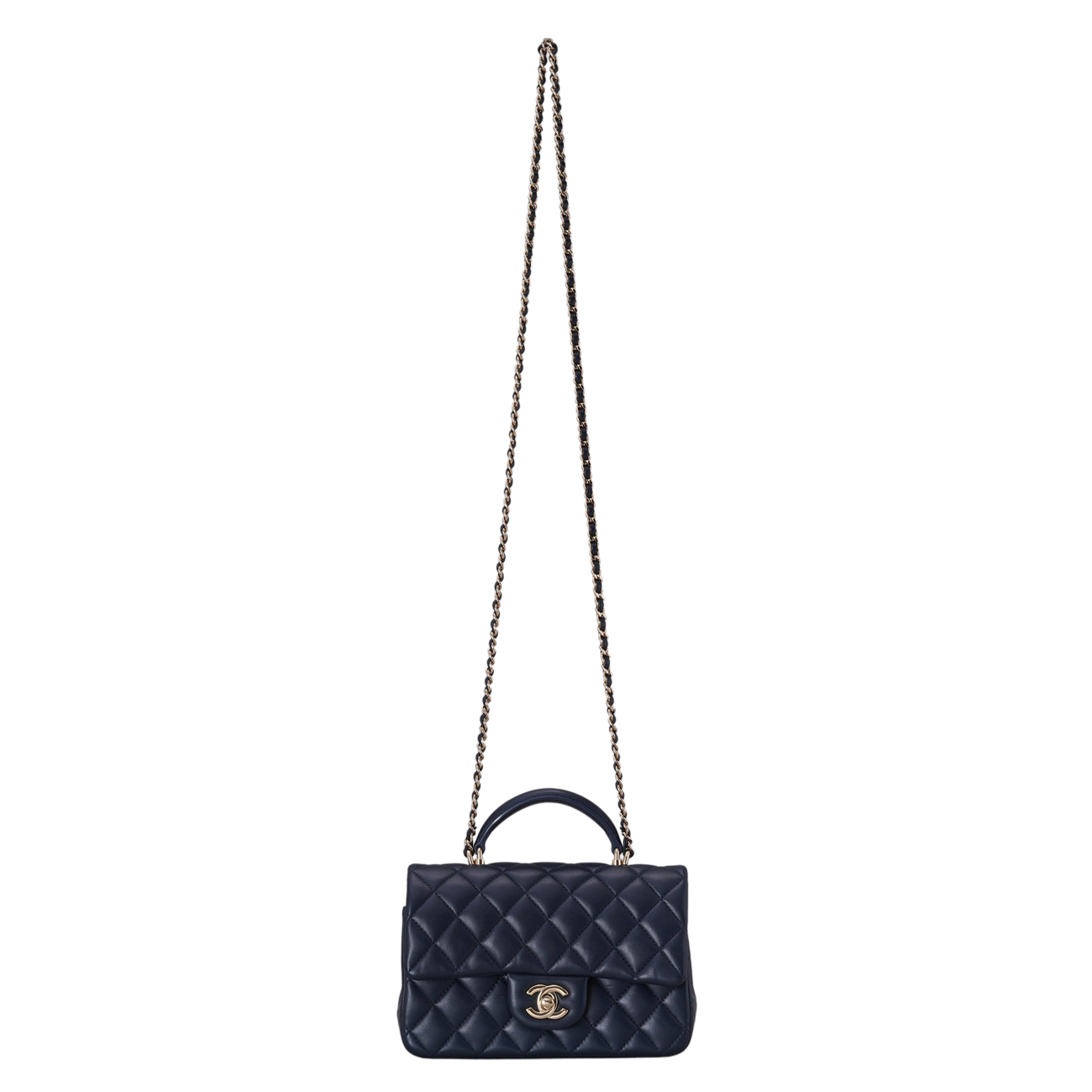 CHANEL(USED)샤넬 램스킨 클래식 뉴미니 탑핸들