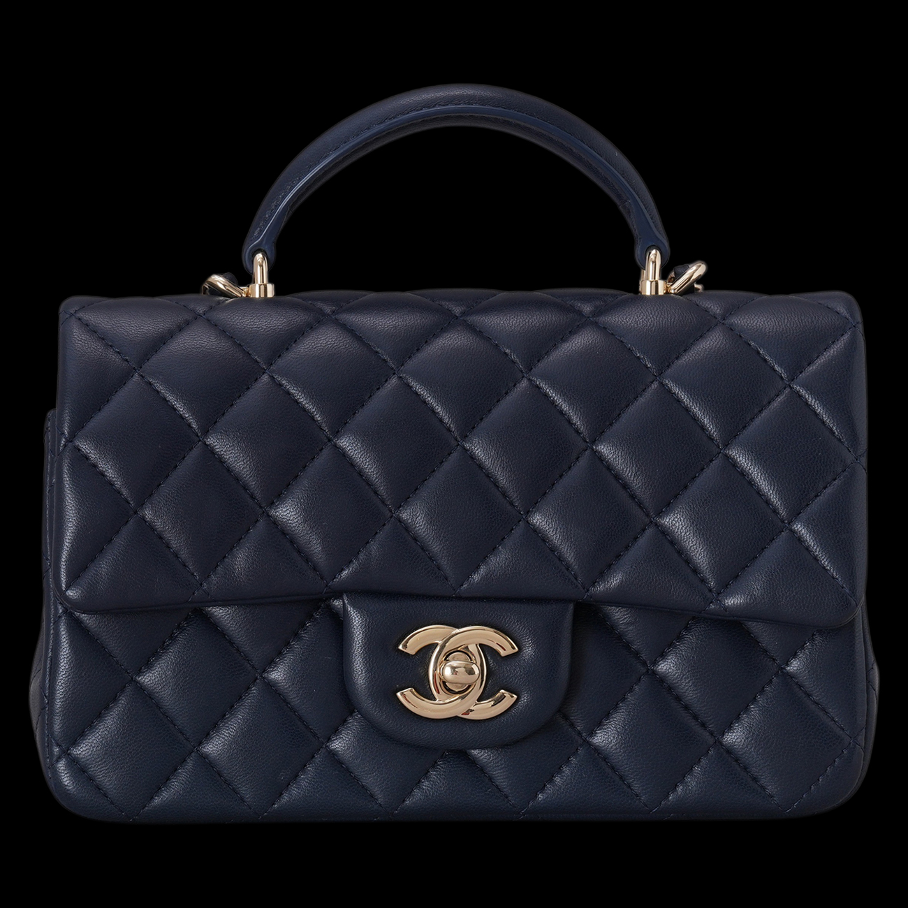 CHANEL(USED)샤넬 램스킨 클래식 뉴미니 탑핸들